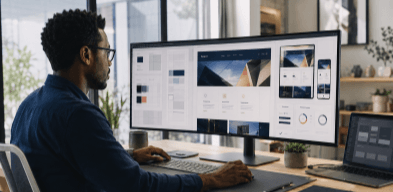 Développeur adaptant une interface web aux écrans desktop, tablette et mobile