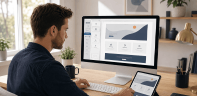 Développeur débutant créant une page WordPress avec un éditeur visuel